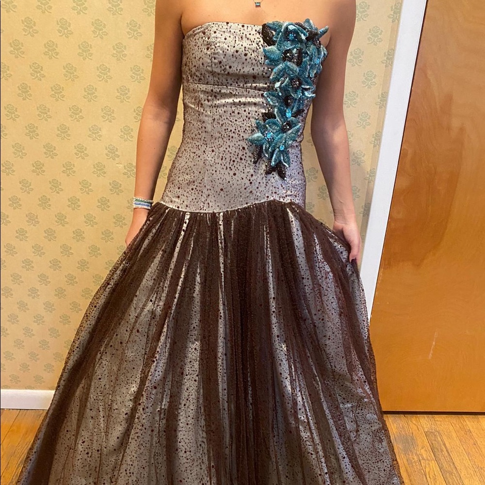 Randi Rahm Strapless Embellished Gown